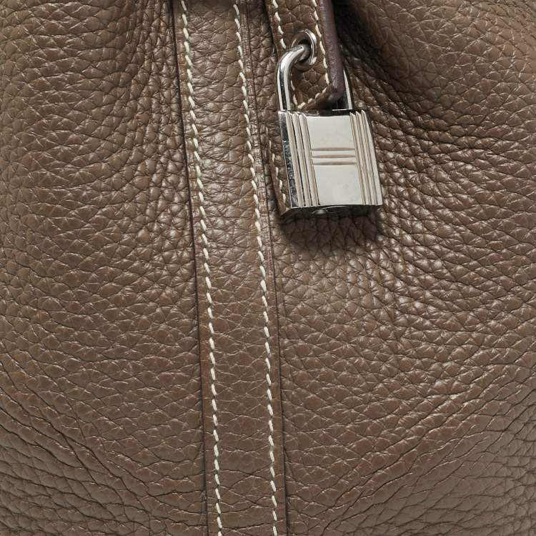 Pre Owned Hermes Taupe Taurillon Clemence Leather Picotin Lock 18 Bag