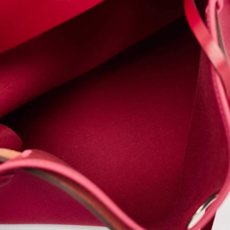 Pre Owned Hermes Rose Extreme/Rouge Venetian/Rouge Piment Toile Militaire and Vache Hunter Herbag 31 Bag