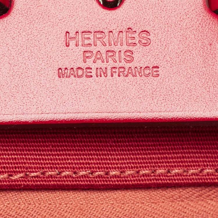 Pre Owned Hermes Rose Extreme/Rouge Venetian/Rouge Piment Toile Militaire and Vache Hunter Herbag 31 Bag