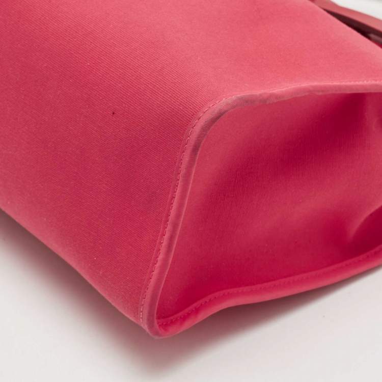 Pre Owned Hermes Rose Extreme/Rouge Venetian/Rouge Piment Toile Militaire and Vache Hunter Herbag 31 Bag
