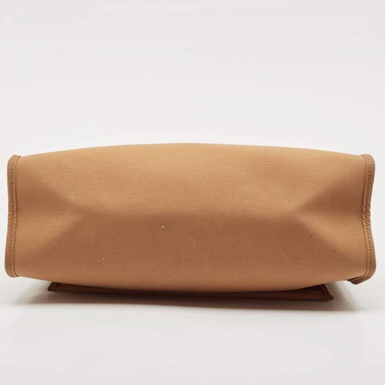 Pre Owned Hermes Dune/Naturel Sable/Orange Toile H and Vache Hunter Herbag Zip 31 Bag