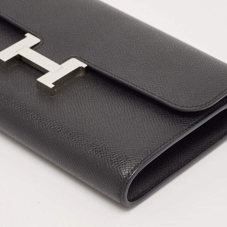 Pre Owned Hermes Noir Epsom Leather Constance To Go Wallet