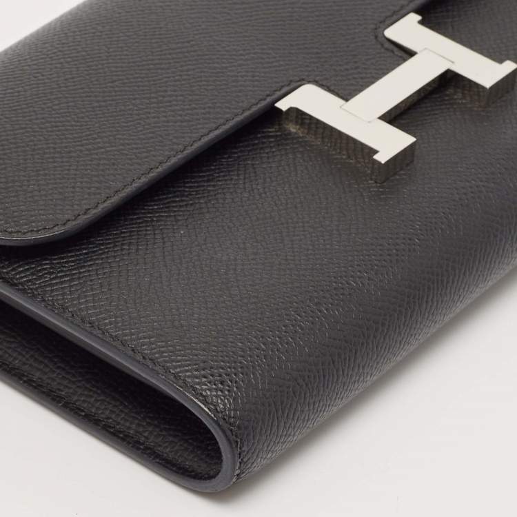 Pre Owned Hermes Noir Epsom Leather Constance To Go Wallet