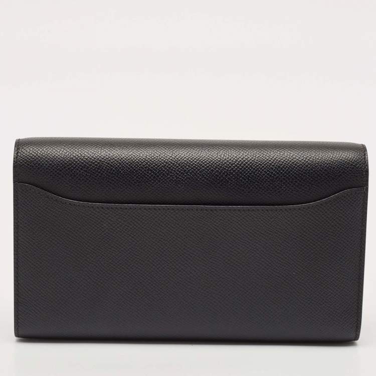 Pre Owned Hermes Noir Epsom Leather Constance To Go Wallet