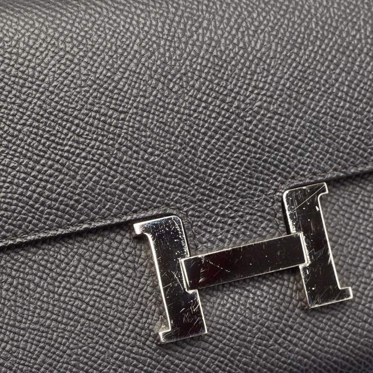 Pre Owned Hermes Noir Epsom Leather Constance To Go Wallet