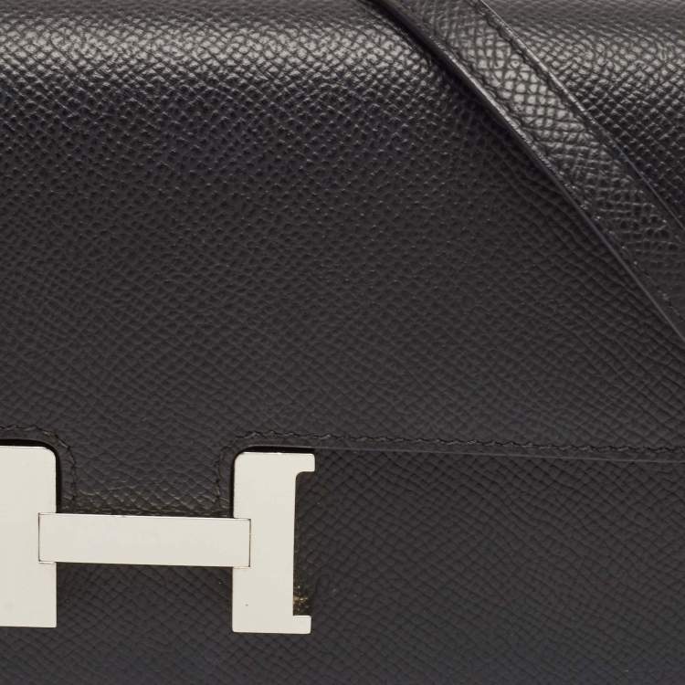 Pre Owned Hermes Noir Epsom Leather Constance To Go Wallet