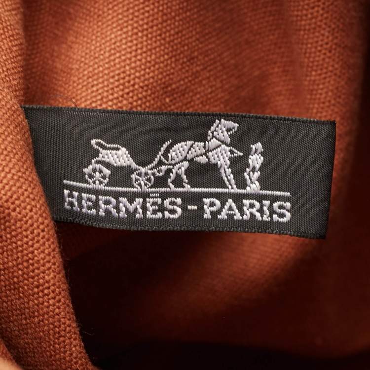 Pre Owned Hermes Natural/Brown Toile Saxo MM Bag