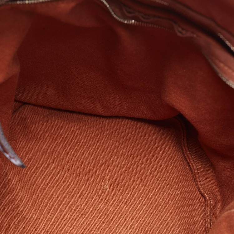 Pre Owned Hermes Natural/Brown Toile Saxo MM Bag