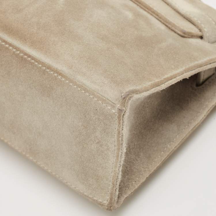 Pre Owned Hermes Gris Pale Doblis Palladium Finish Kelly Pochette