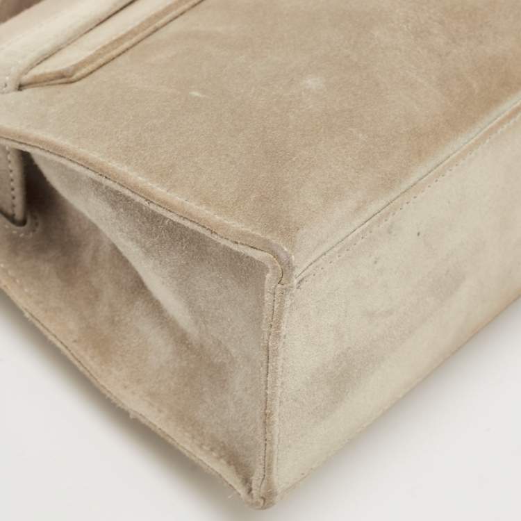 Pre Owned Hermes Gris Pale Doblis Palladium Finish Kelly Pochette