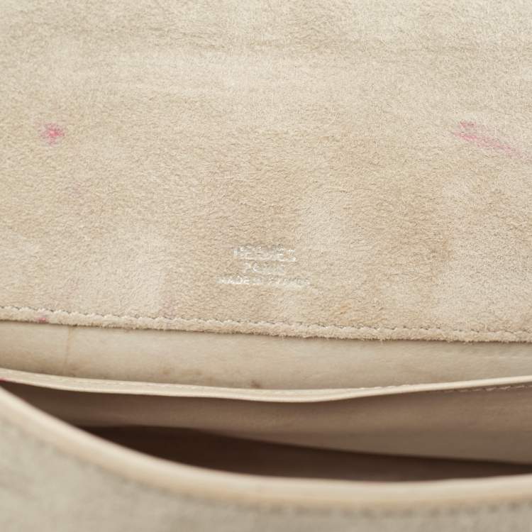 Pre Owned Hermes Gris Pale Doblis Palladium Finish Kelly Pochette