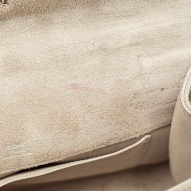 Pre Owned Hermes Gris Pale Doblis Palladium Finish Kelly Pochette