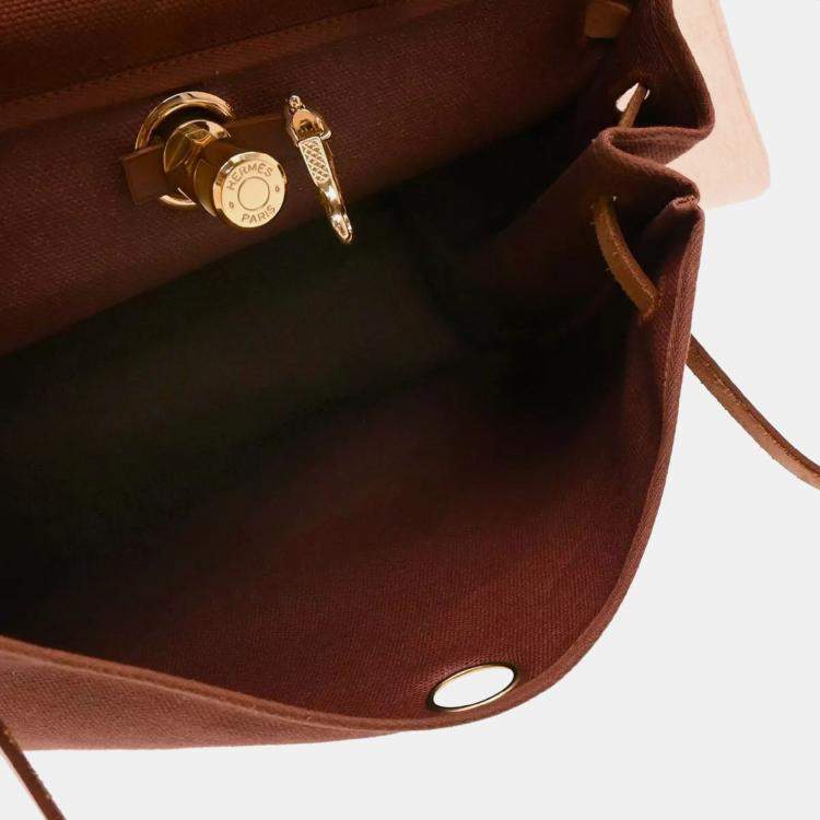 Pre Owned Hermes Brown Toile Officier H Herbag 39 Handbag