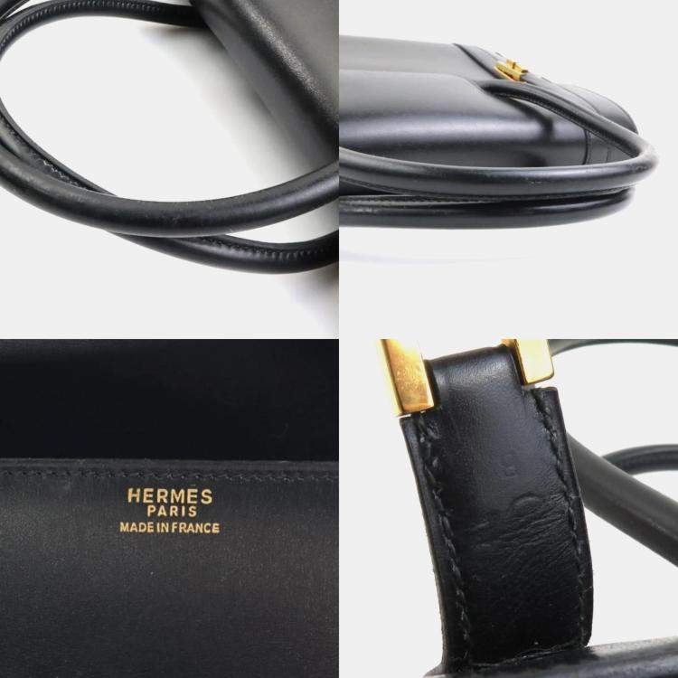Pre Owned Hermes Black Leather Box Drag 27 Handbag