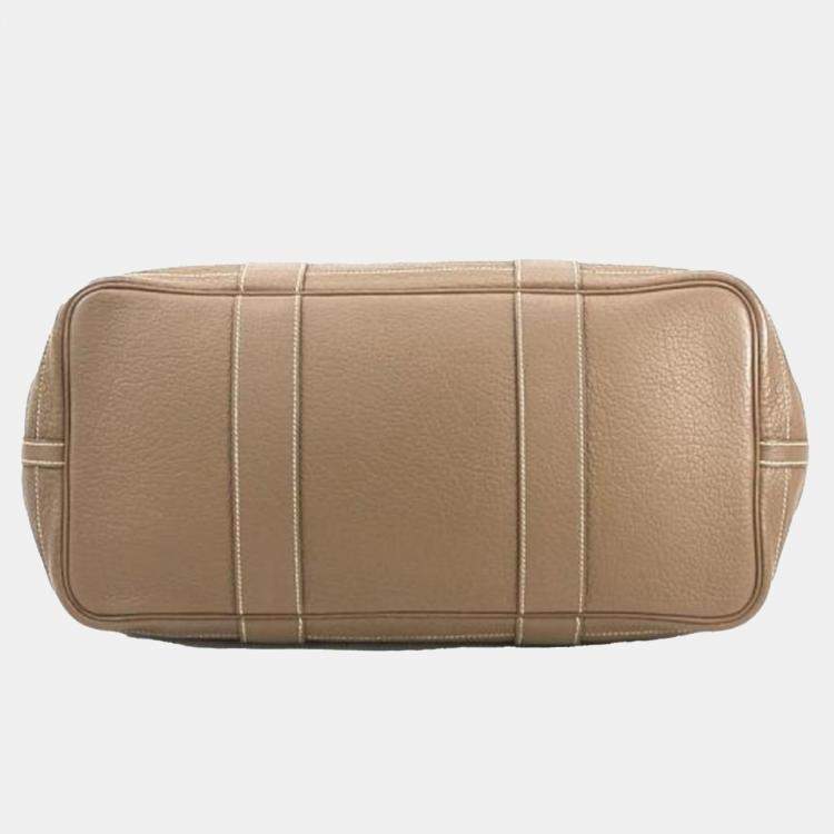 Pre Owned Hermes Etoupe Leather Garden Party 36 Tote Bag