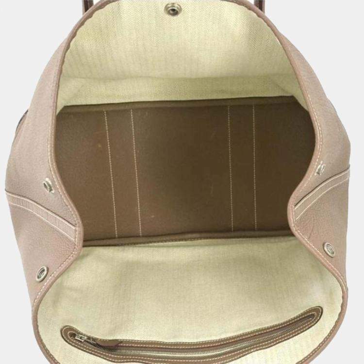Pre Owned Hermes Etoupe Leather Garden Party 36 Tote Bag