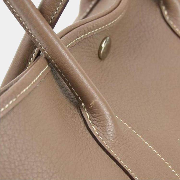 Pre Owned Hermes Etoupe Leather Garden Party 36 Tote Bag