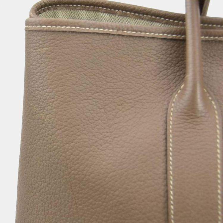 Pre Owned Hermes Etoupe Leather Garden Party 36 Tote Bag