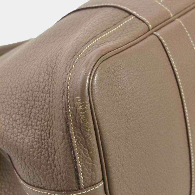 Pre Owned Hermes Etoupe Leather Garden Party 36 Tote Bag
