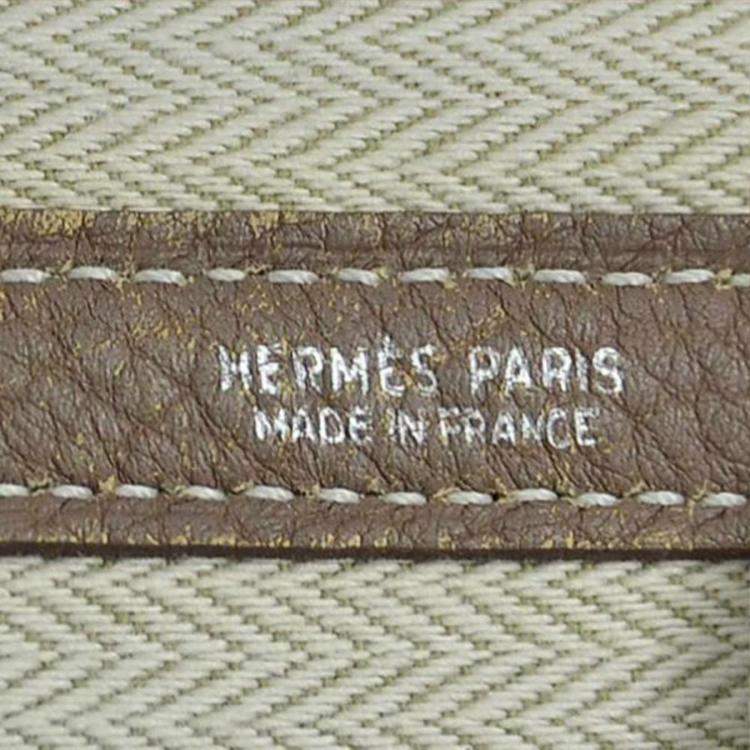 Pre Owned Hermes Etoupe Leather Garden Party 36 Tote Bag