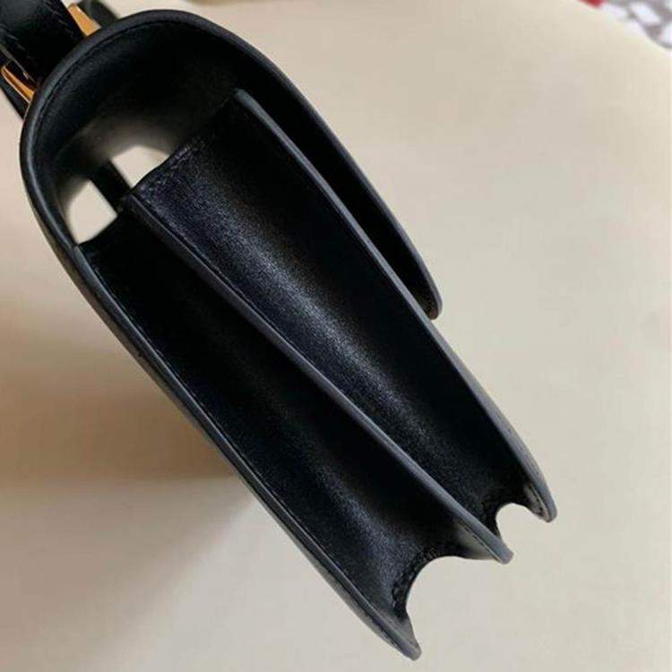 Pre Owned Hermes Black Box Leather Constance 19 Bag