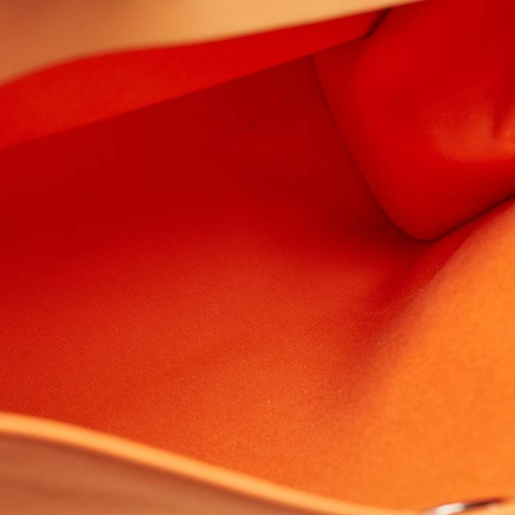 Pre Owned Hermès Orange/Natural Toile and Vache Hunter Herbag Zip 39 Bag
