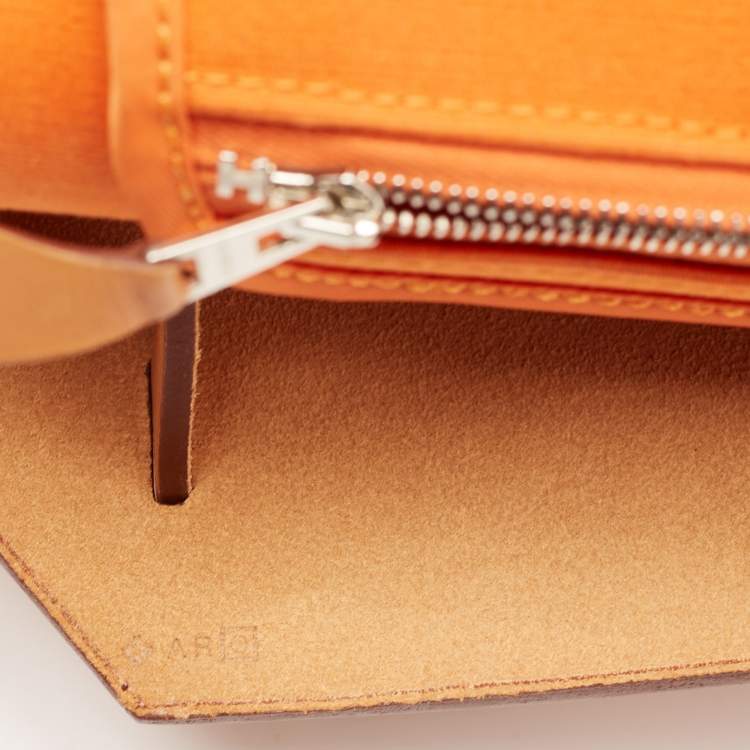 Pre Owned Hermès Orange/Natural Toile and Vache Hunter Herbag Zip 39 Bag
