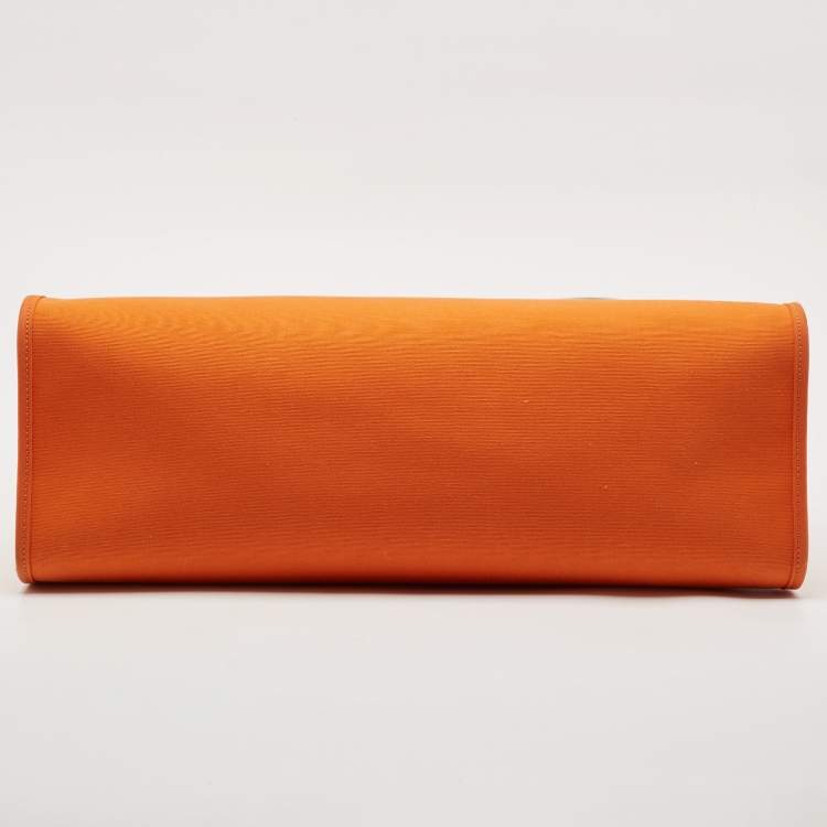 Pre Owned Hermès Orange/Natural Toile and Vache Hunter Herbag Zip 39 Bag
