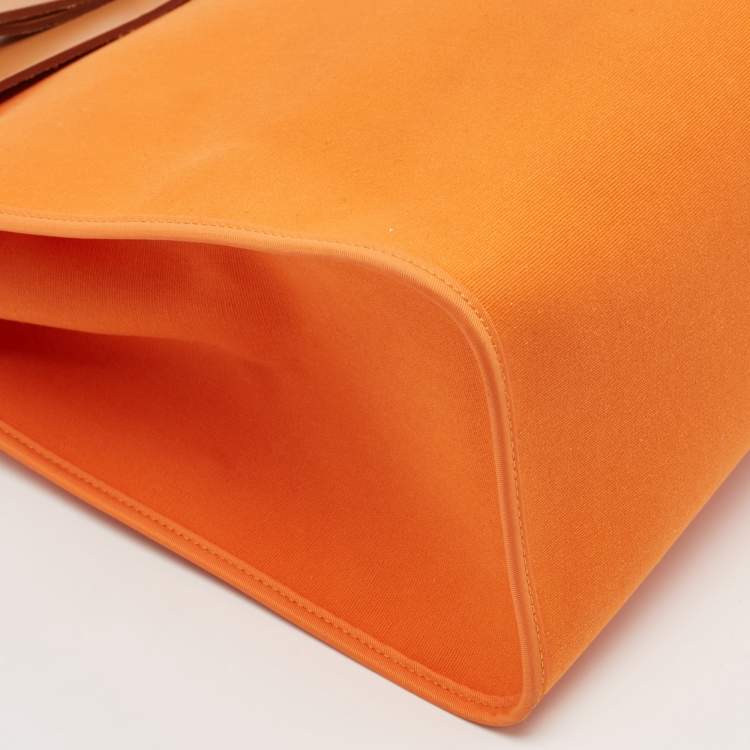 Pre Owned Hermès Orange/Natural Toile and Vache Hunter Herbag Zip 39 Bag