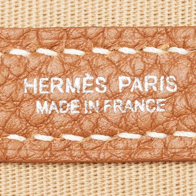 Pre Owned Hermes Trench/Gold Toile H and Negonda Leather Garden Party 36 Bag