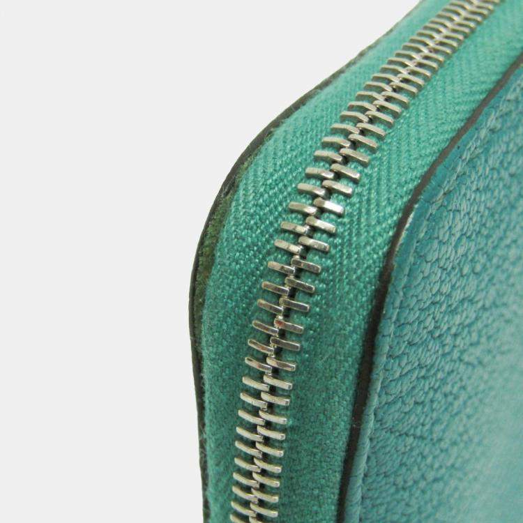 Pre Owned Hermes Green Chevre Myzore Leather Azap Long Wallet