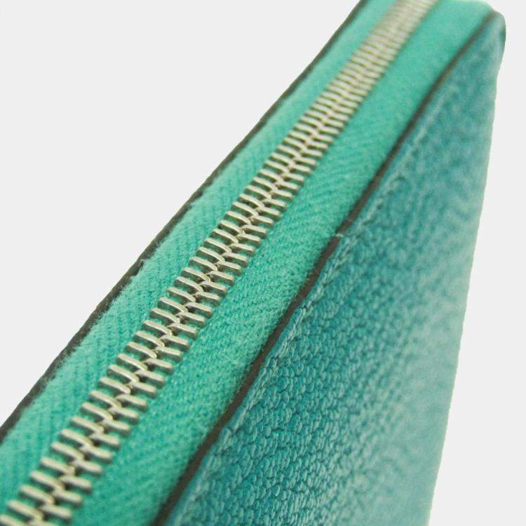 Pre Owned Hermes Green Chevre Myzore Leather Azap Long Wallet