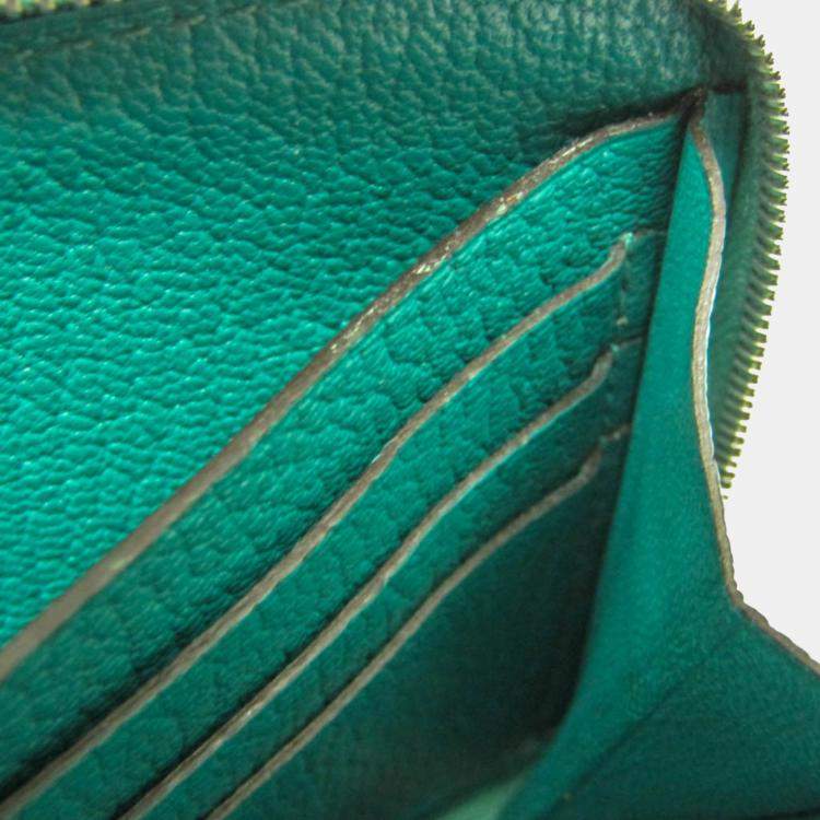 Pre Owned Hermes Green Chevre Myzore Leather Azap Long Wallet