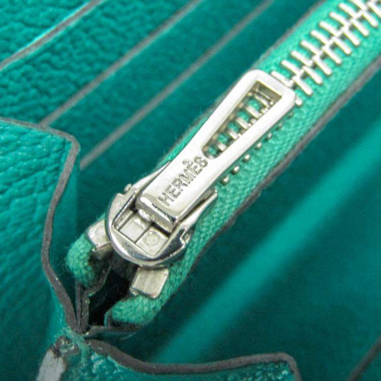 Pre Owned Hermes Green Chevre Myzore Leather Azap Long Wallet