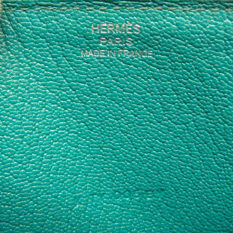 Pre Owned Hermes Green Chevre Myzore Leather Azap Long Wallet