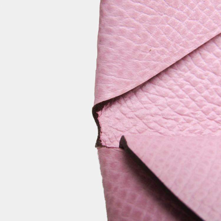 Pre Owned Hermes Pink Epsom Leather Calvi Duo Card Case
