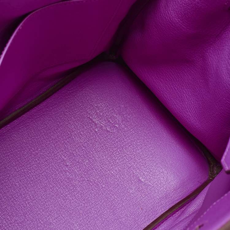 Pre Owned Hermes Magnolia Evercolor Leather Palladium Finish Birkin 30 Bag