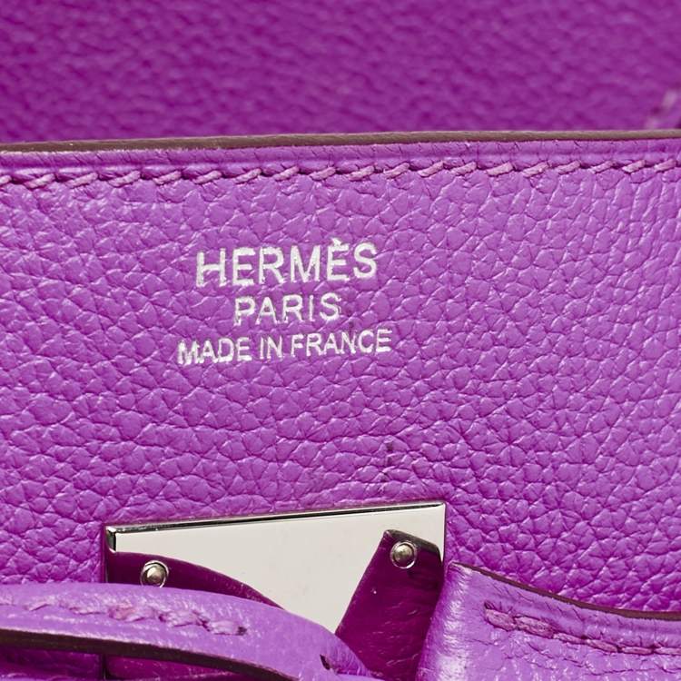 Pre Owned Hermes Magnolia Evercolor Leather Palladium Finish Birkin 30 Bag
