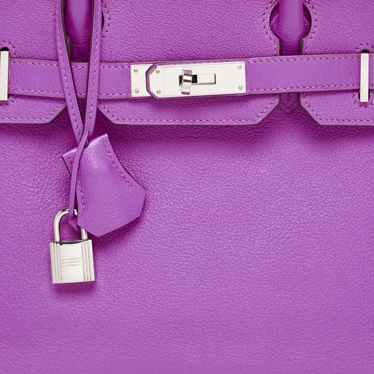 Pre Owned Hermes Magnolia Evercolor Leather Palladium Finish Birkin 30 Bag