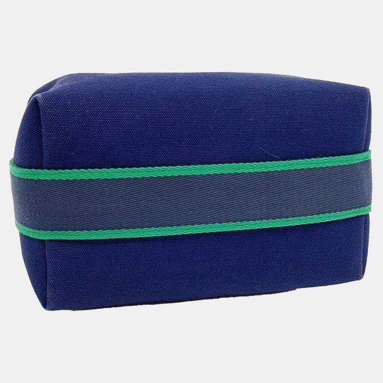 Pre Owned Hermes Blue Fabric Breed a Brac Case PM bag