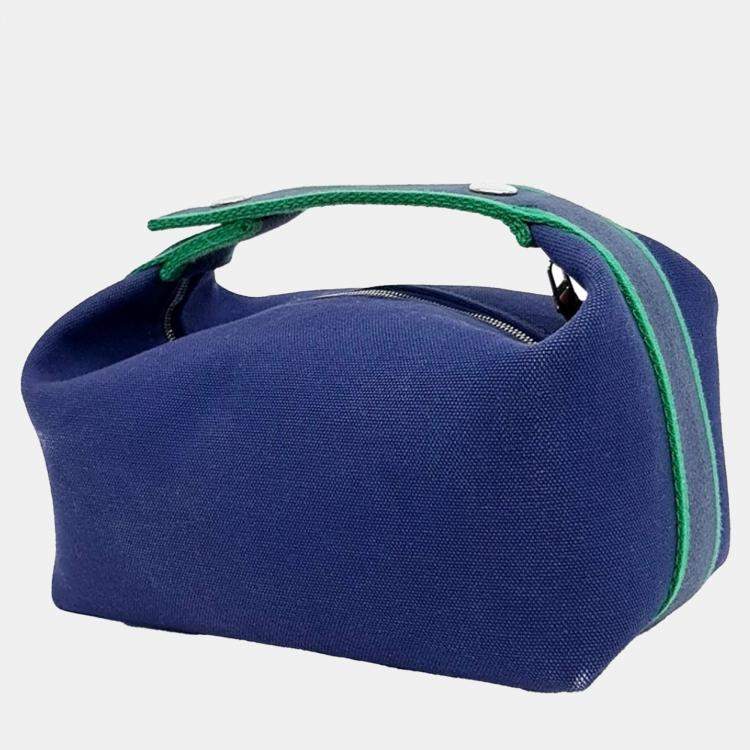 Pre Owned Hermes Blue Fabric Breed a Brac Case PM bag