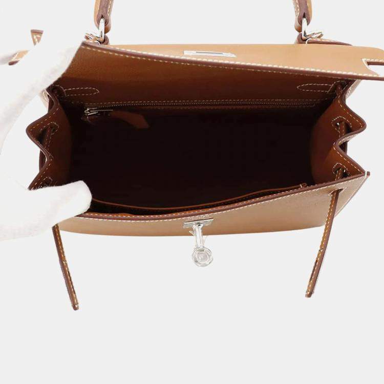 Pre Owned Hermes Gold Epsom Leather Kelly 25 Tote Bag