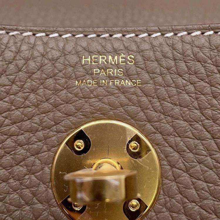 Pre Owned Hermes Etoupe Taurillon Clemence Lindy 26 Shoulder Bag
