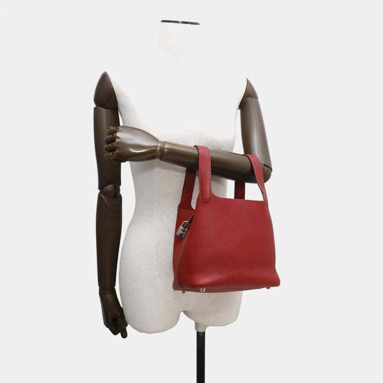 Pre Owned Hermes Picotin Lock Rouge Garance Taurillon Clemence 18