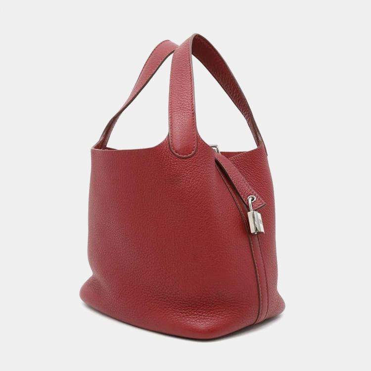 Pre Owned Hermes Picotin Lock Rouge Garance Taurillon Clemence 18