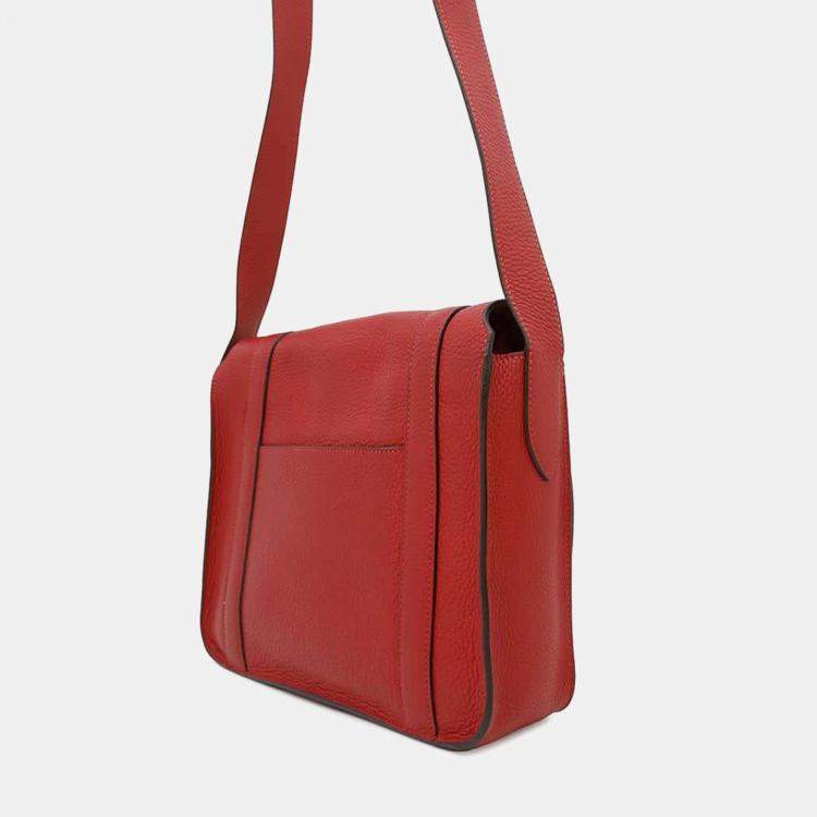 Pre Owned Hermes Rouge Casaque Taurillon Clemence  Steve Caporal 27 Handbag 