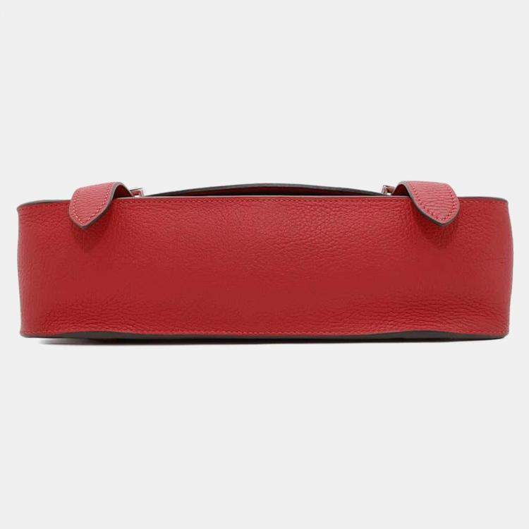 Pre Owned Hermes Rouge Casaque Taurillon Clemence  Steve Caporal 27 Handbag 