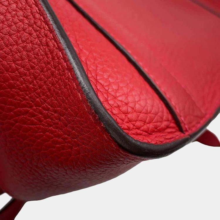 Pre Owned Hermes Rouge Casaque Taurillon Clemence  Steve Caporal 27 Handbag 