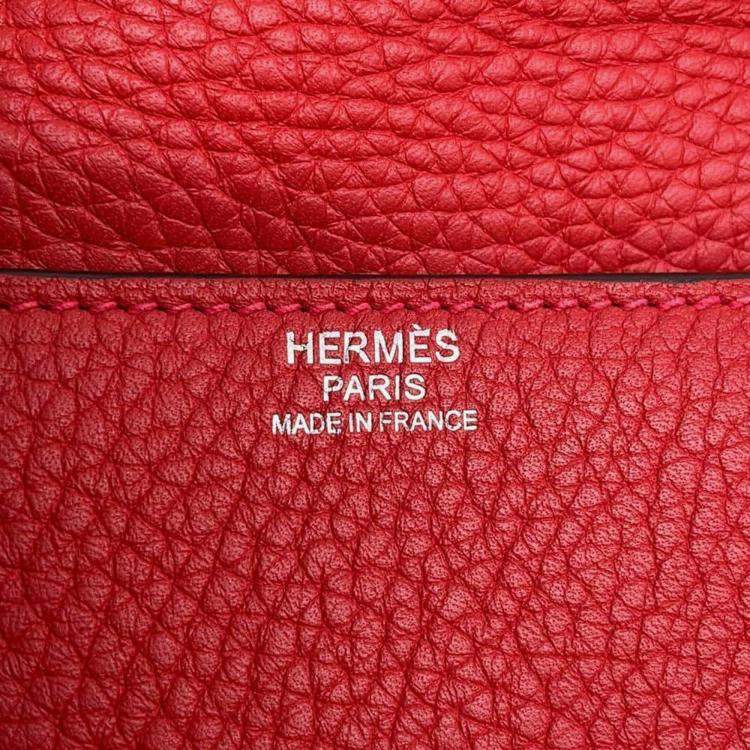 Pre Owned Hermes Rouge Casaque Taurillon Clemence  Steve Caporal 27 Handbag 