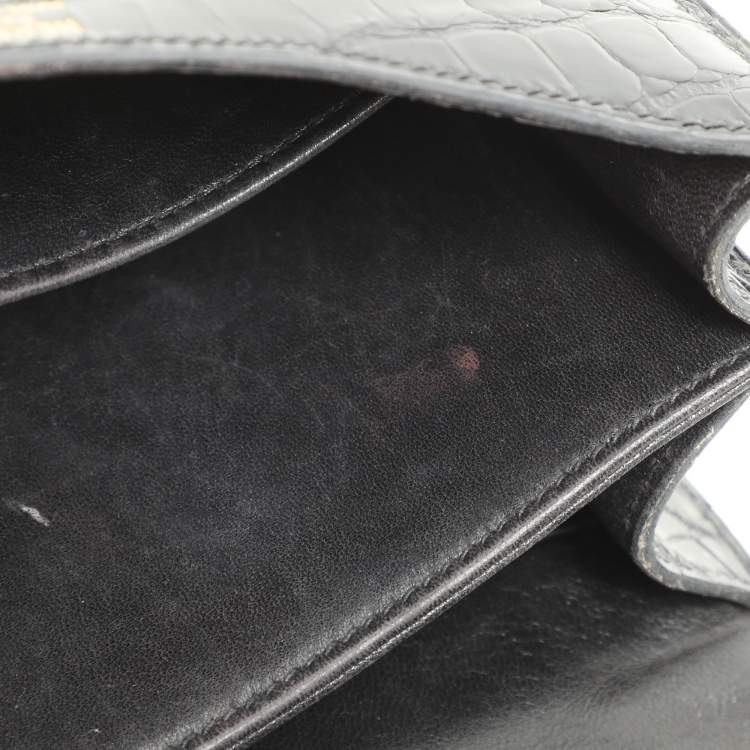 Pre Owned Hermes Black Crocodile Porosus Constance Gold Finish Constance 18 Bag
